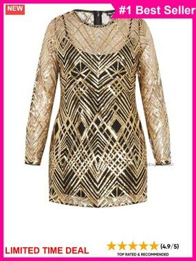 City Chic Plus Size Sequin Mini Dress Long Sleeve Party Formal